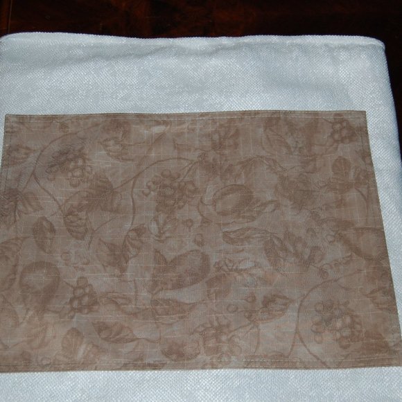 4 Tan/Brown/Beige Tone Fruit & Leaves Print Placemats  13 1/4" Wide by 18" Long - Picture 5 of 14